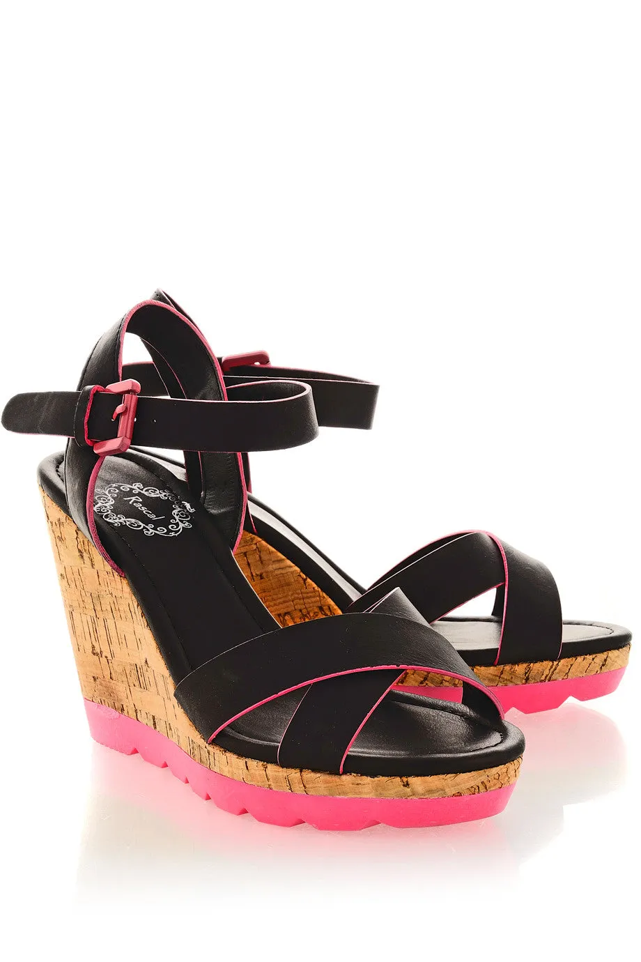 MAURINE Neon Fuchsia Wedges