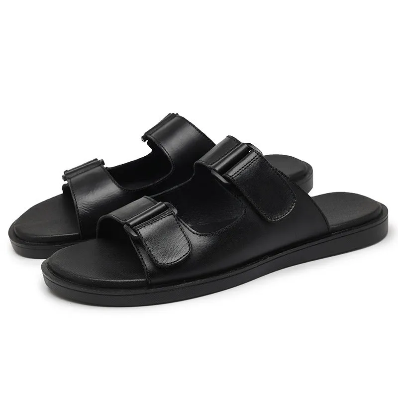 Men Summer Beach Outwear Leather Slide Sandals