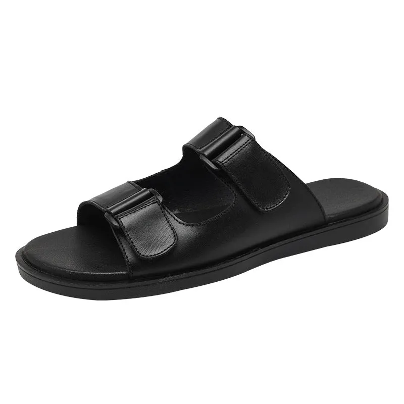 Men Summer Beach Outwear Leather Slide Sandals