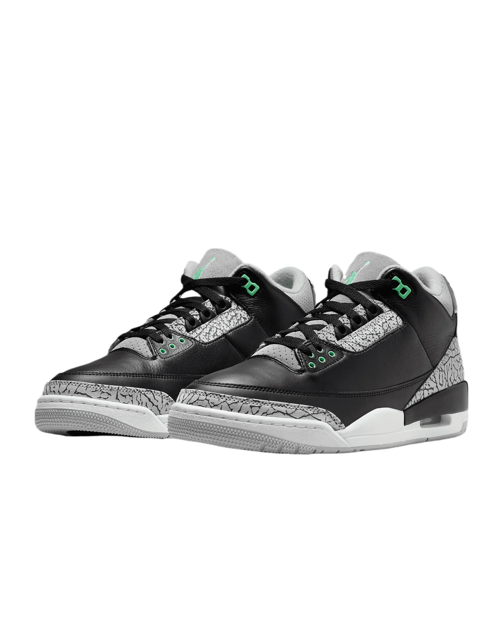 Men'S  3 Retro Black / Green Glow-Wolf Grey CT8532-031, Size 12-US