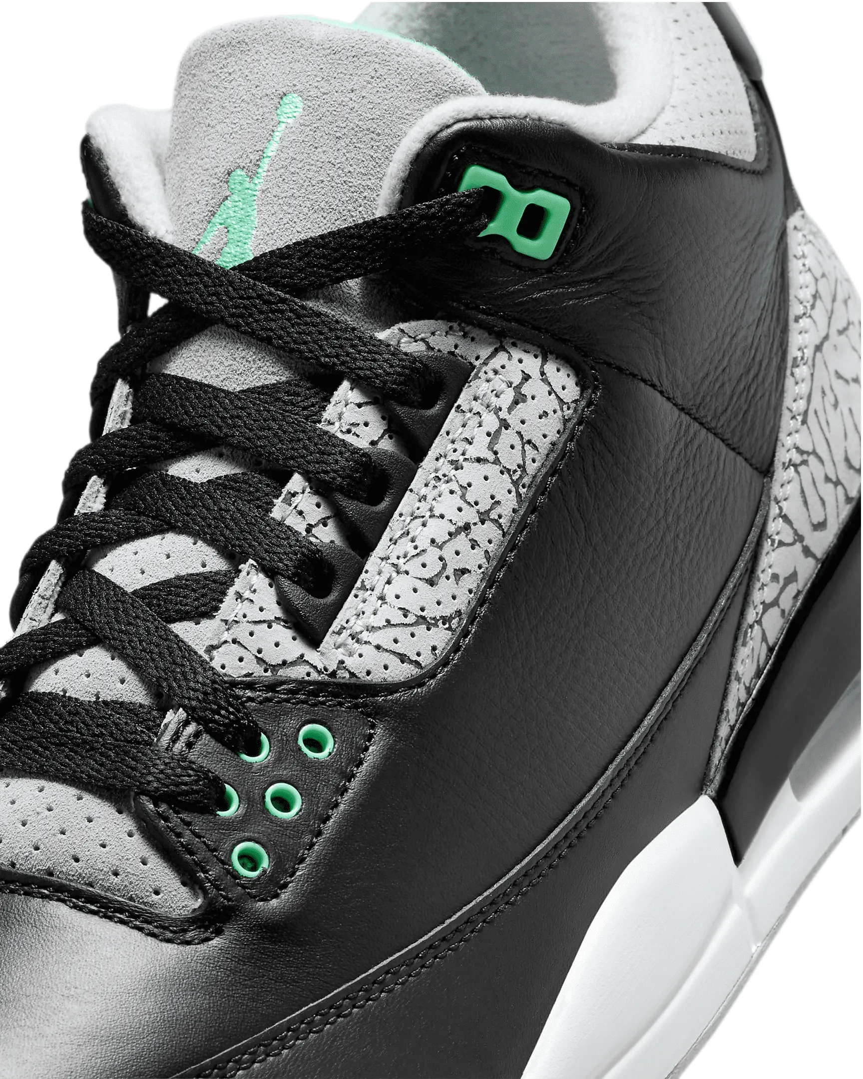 Men'S  3 Retro Black / Green Glow-Wolf Grey CT8532-031, Size 12-US