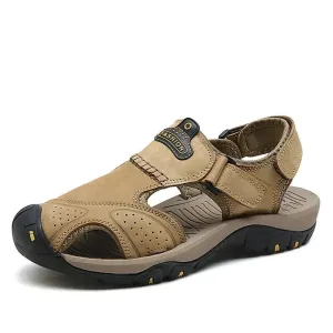 Mens Outdoor Trekking Sandals Summer Breathable Flat Light Fashion Beach Shoes Genuine Leather Luxury Men Sandals v1