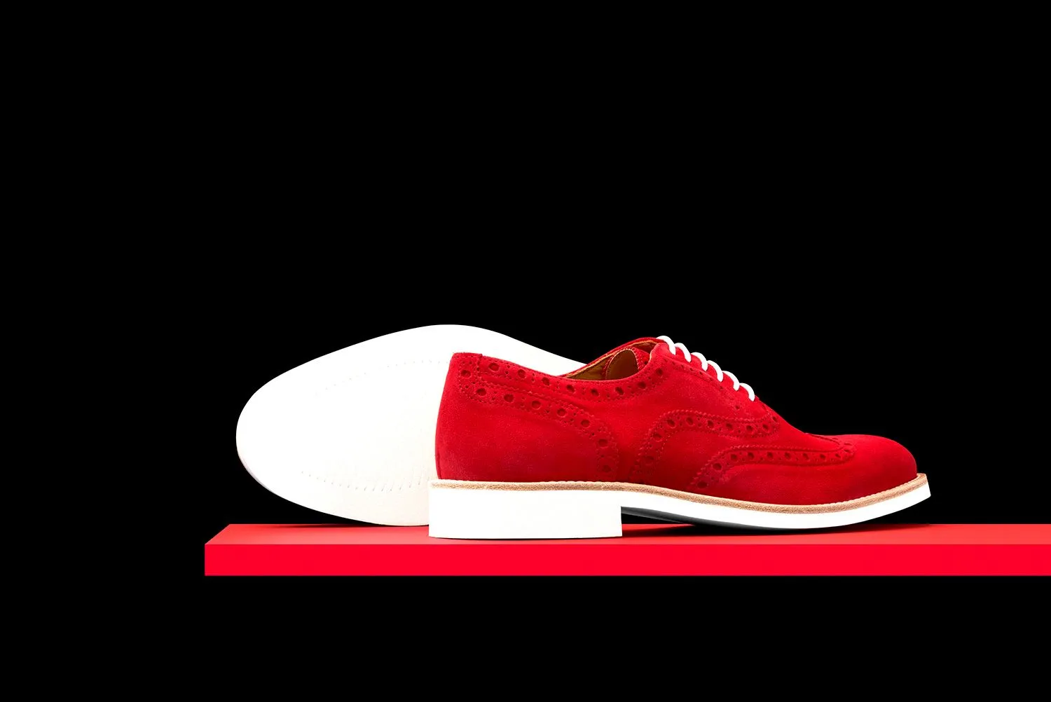 Mens Red Suede Wingtip Dress Shoes