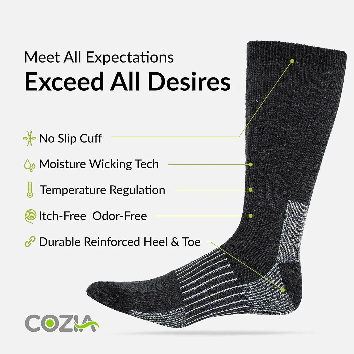 Merino Wool Casual Winter Socks – Comfortable Boot Socks for Men and Women