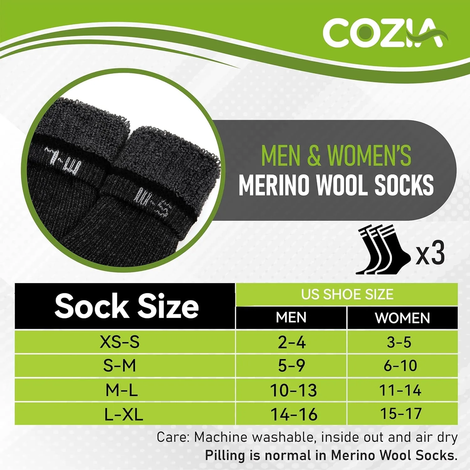 Merino Wool Casual Winter Socks – Comfortable Boot Socks for Men and Women