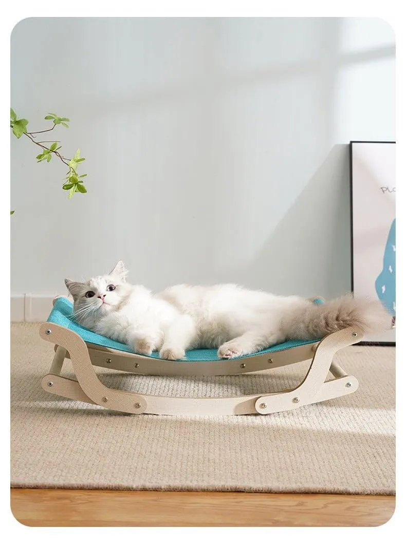 Minimalist Solid Pet Wood Rocking Bed Hammock Chair for Cats & Small Dogs