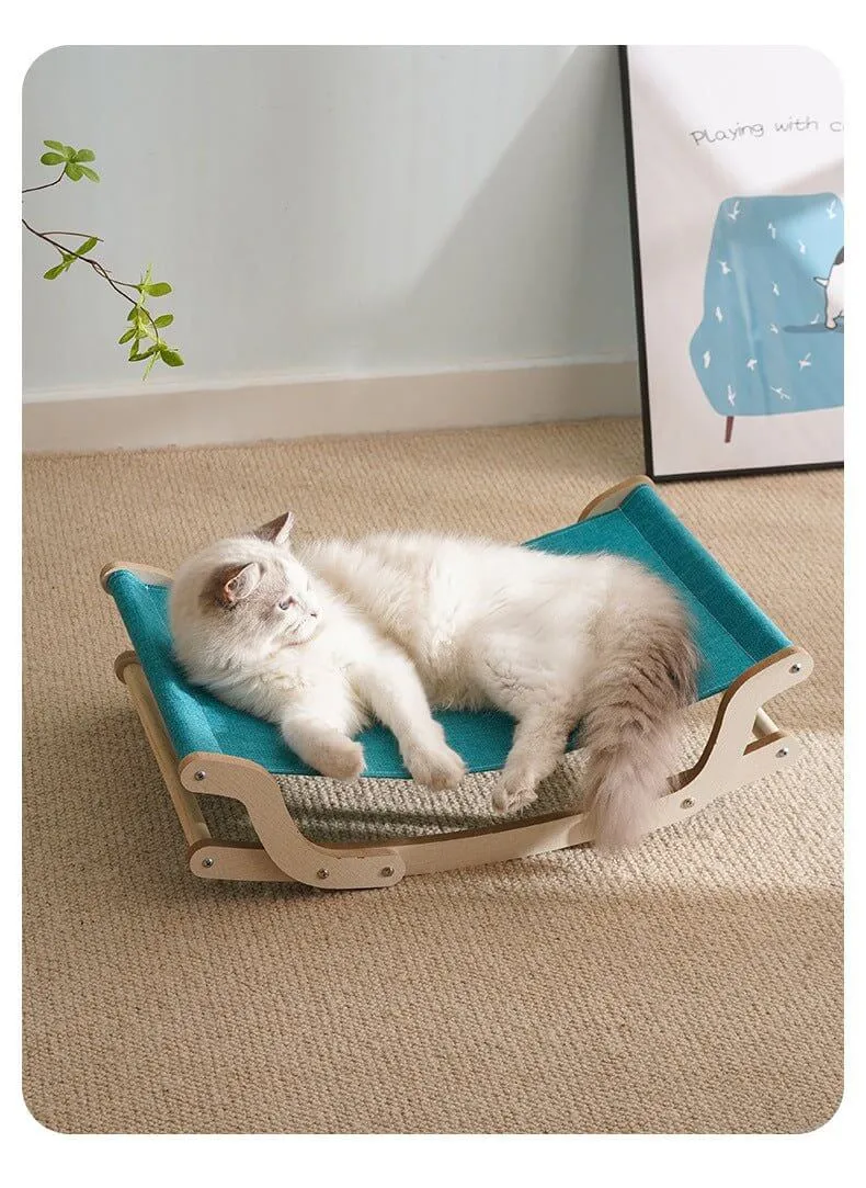 Minimalist Solid Pet Wood Rocking Bed Hammock Chair for Cats & Small Dogs