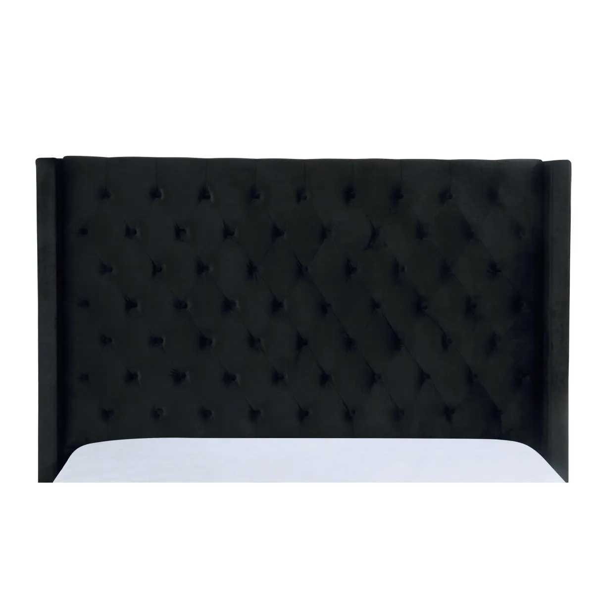 Modern Winged Headboard Queen Bed