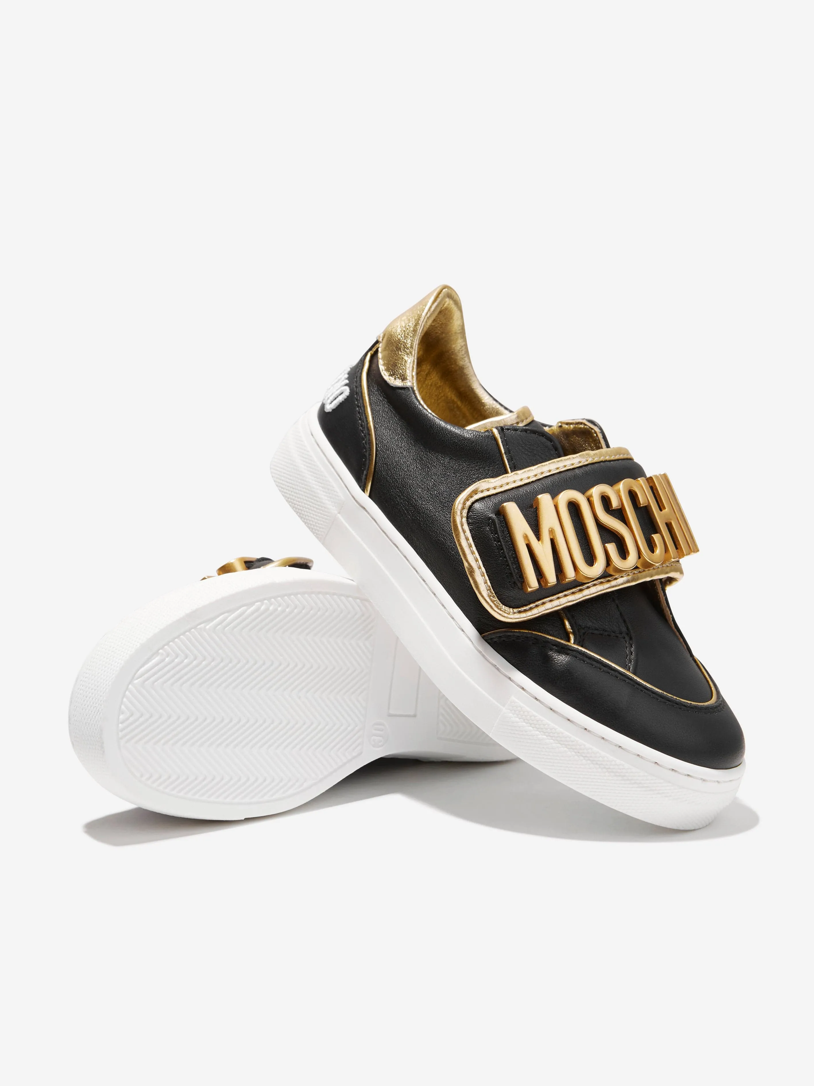 Moschino Kids Lettering Logo Trainers in Black