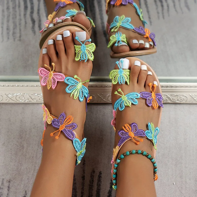 New Toe Set Colorful Holiday Light Butterfly Large Beach Shoes Sandals