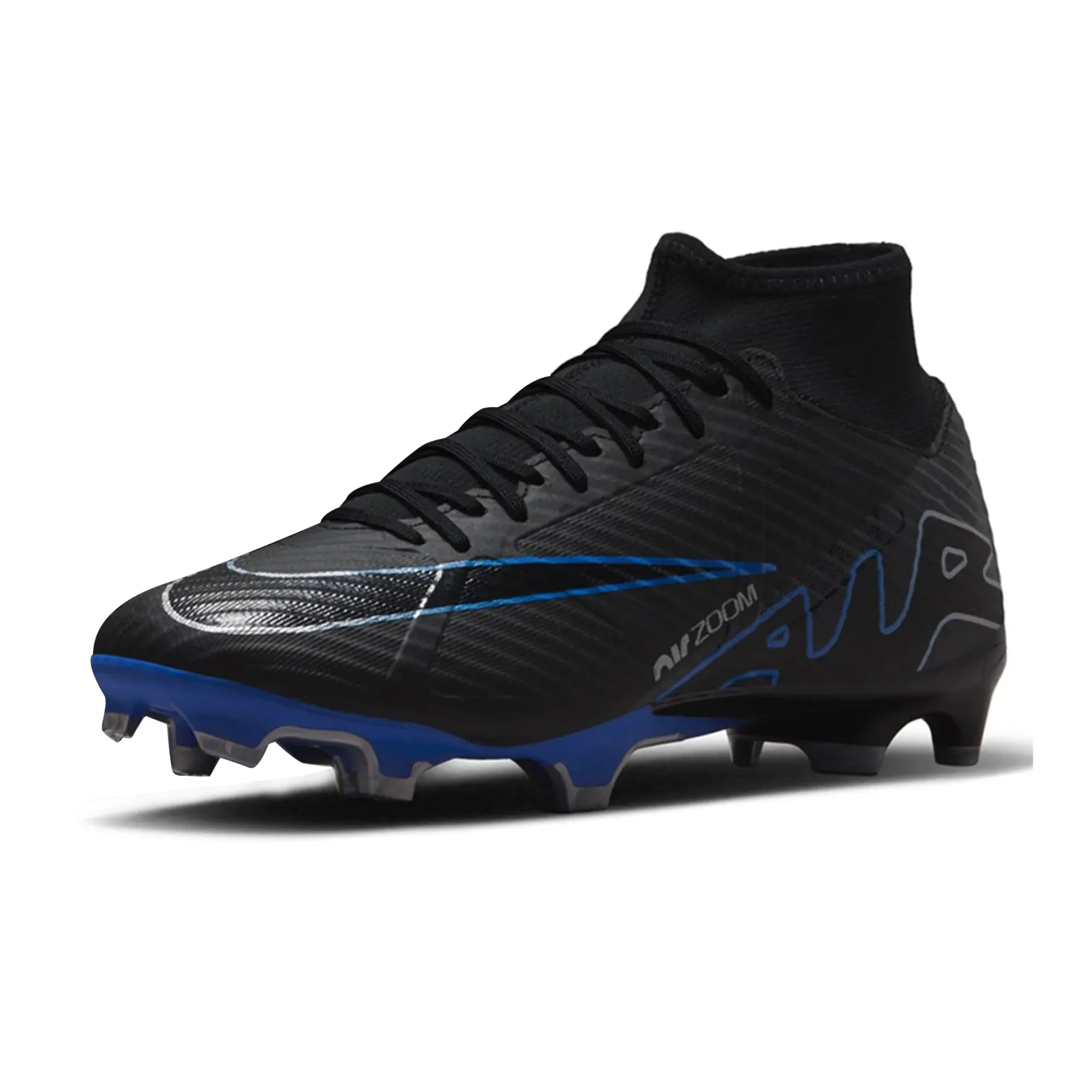 Nike Zoom Superfly 9 Academy FG/MG Soccer Cleats (Black/Chrome-Hyper Royal)