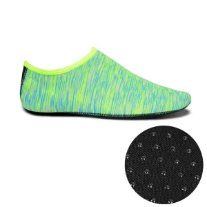 Non-slip Plastic Grain Texture Thick Cloth Sole Printing Diving Shoes and Socks, One Pair(Green Lines)