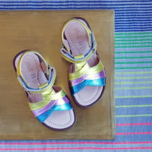 Ocra Girls Yellow Pink Blue Metallic Sandal