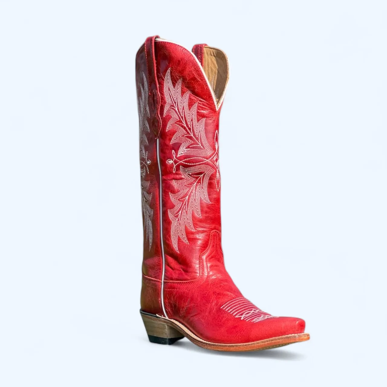 Old West Women’s Tall Red Snip Toe Leather Boot TS1551