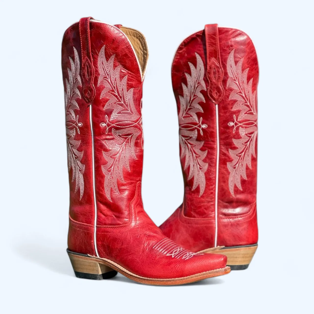 Old West Women’s Tall Red Snip Toe Leather Boot TS1551