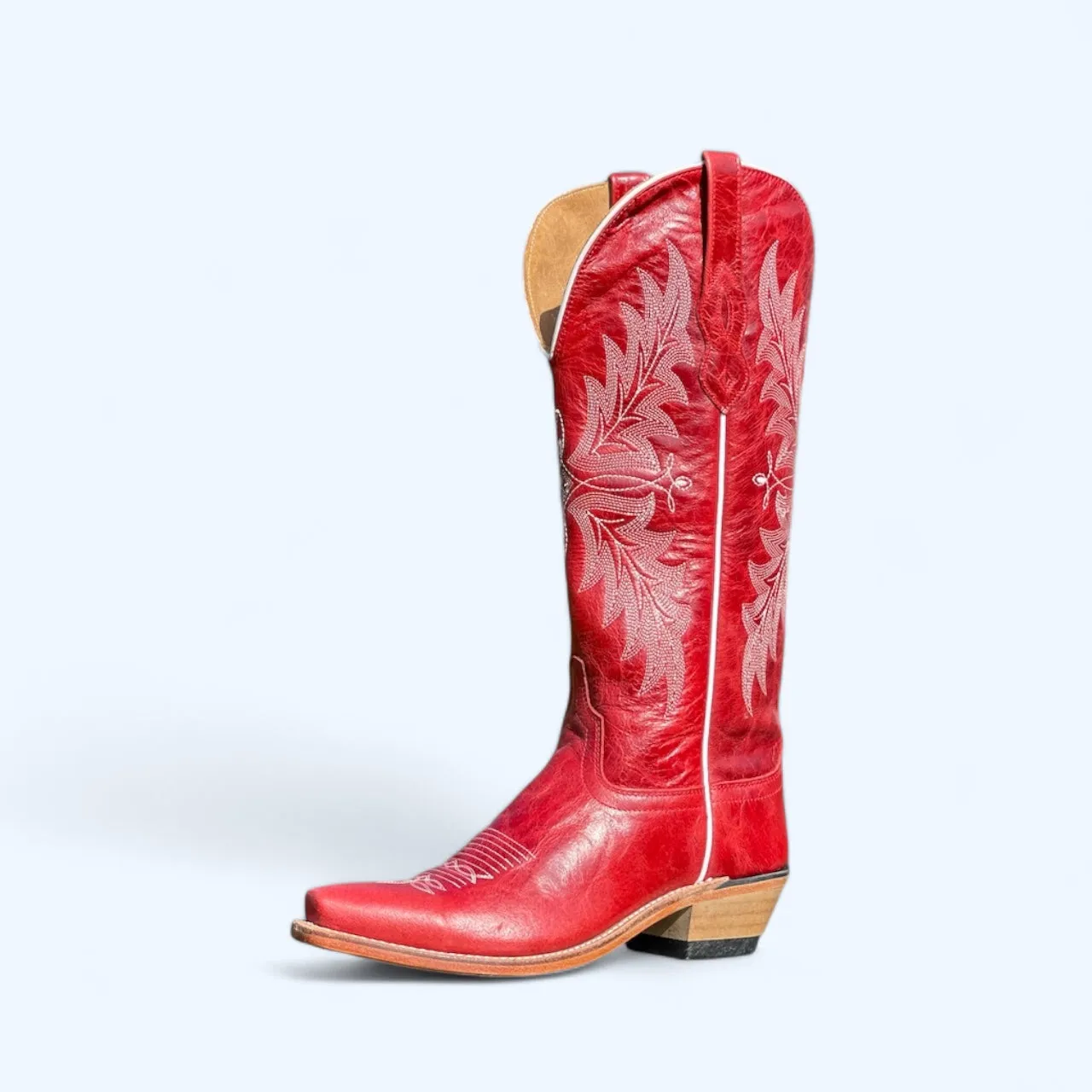 Old West Women’s Tall Red Snip Toe Leather Boot TS1551