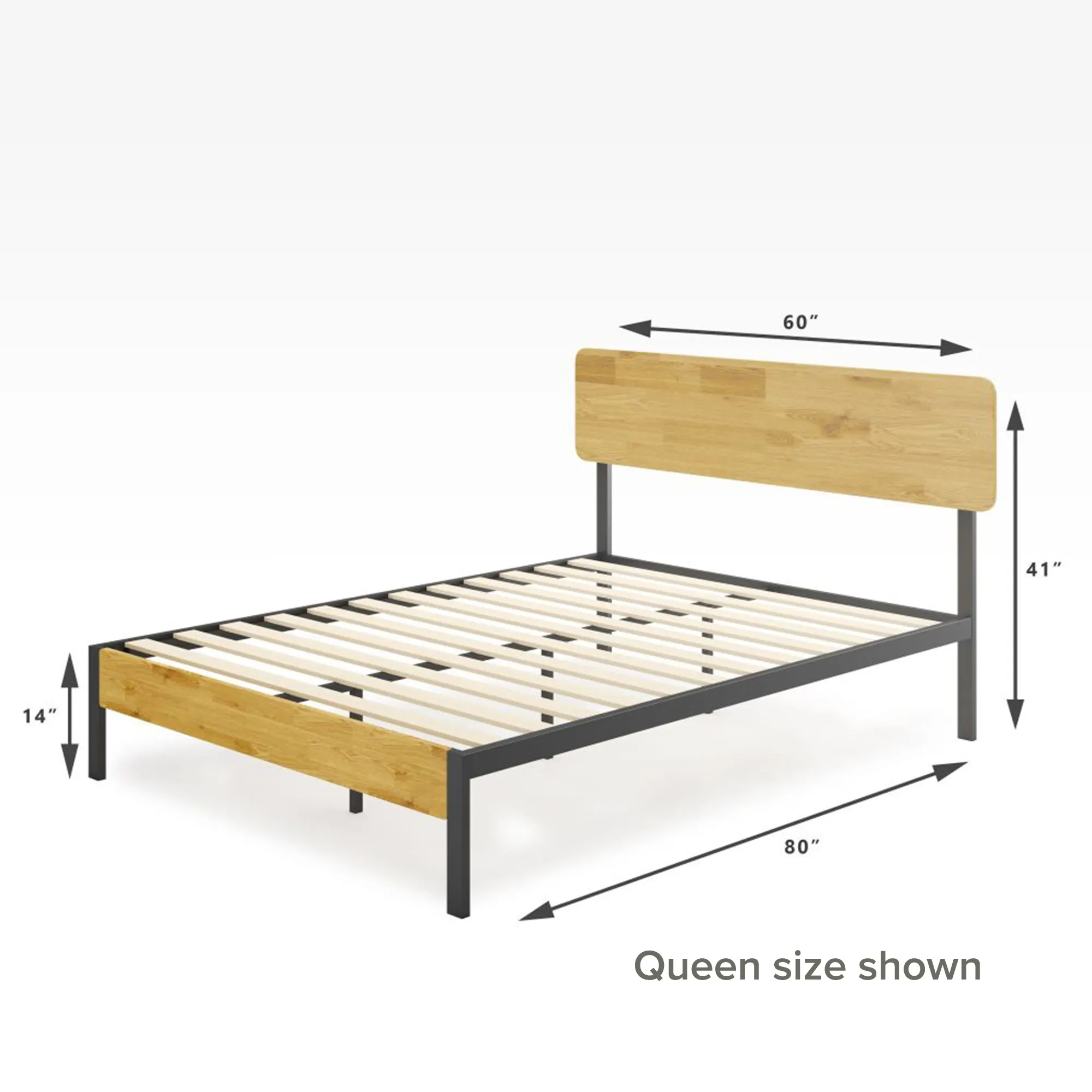 Olivia Metal and Wood Platform Bed Frame