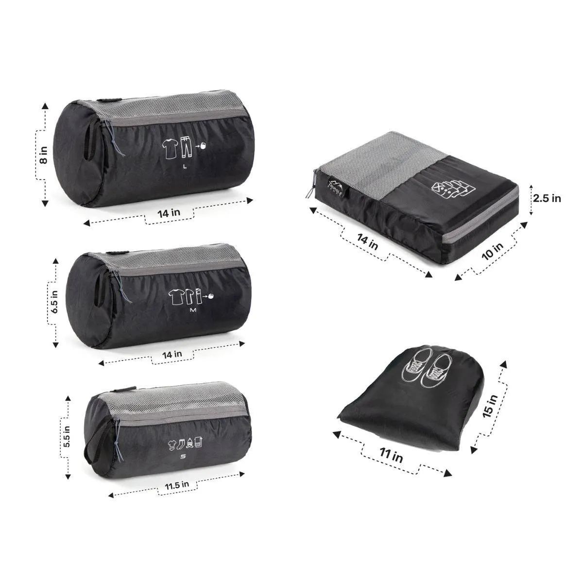 Organizer Packs - Cylindrical & Rectangle Shaped - Set of 6 - Black