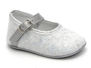 Patucos Infant Silver Grey Leather Shoes for Girls