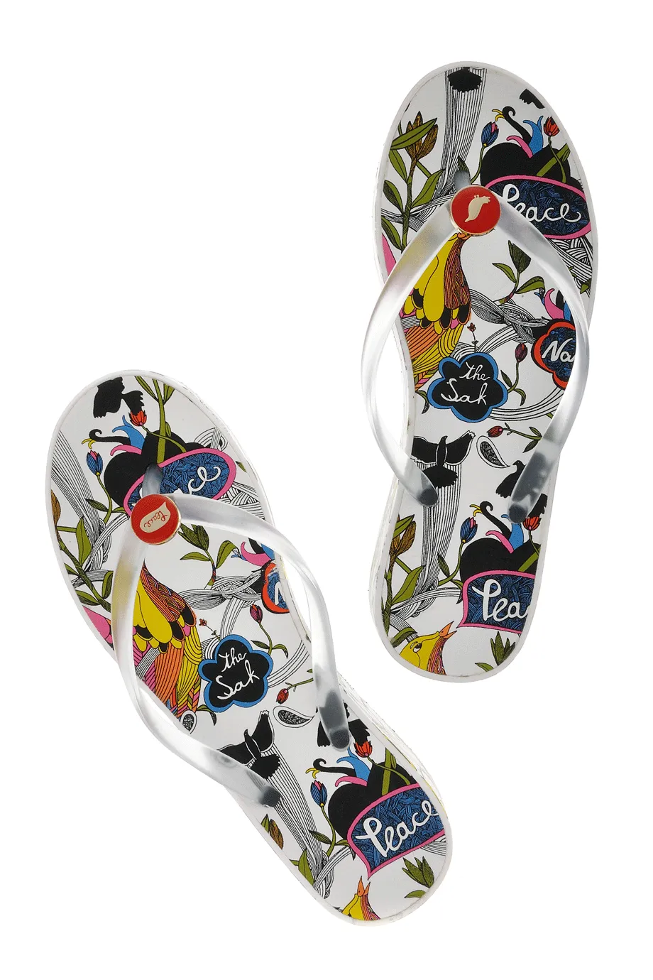 PEACE White Platform Flip Flops