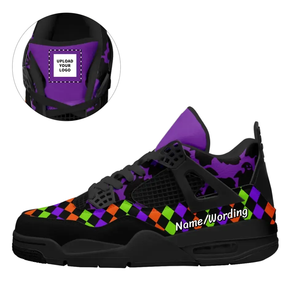 Personalized Halloween Sneakers,Custom Spooky Season Basketball Shoes, Cute Pumpkin Basketball Shoes,AJ4-23020090