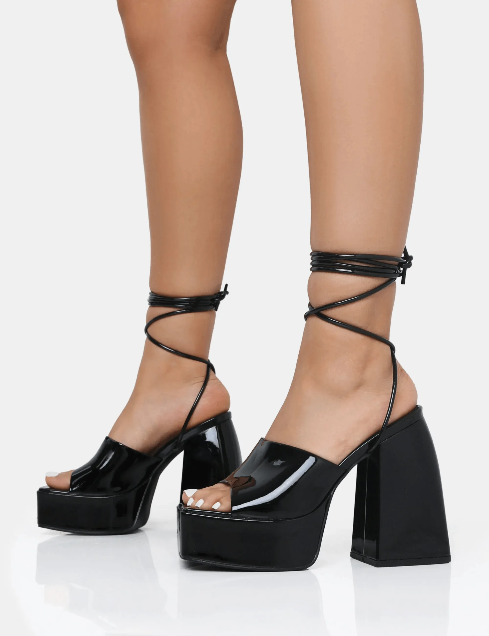 PUBLIC DESIRE -  ORCHID BLACK PATENT HEELS