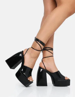 PUBLIC DESIRE -  ORCHID BLACK PATENT HEELS