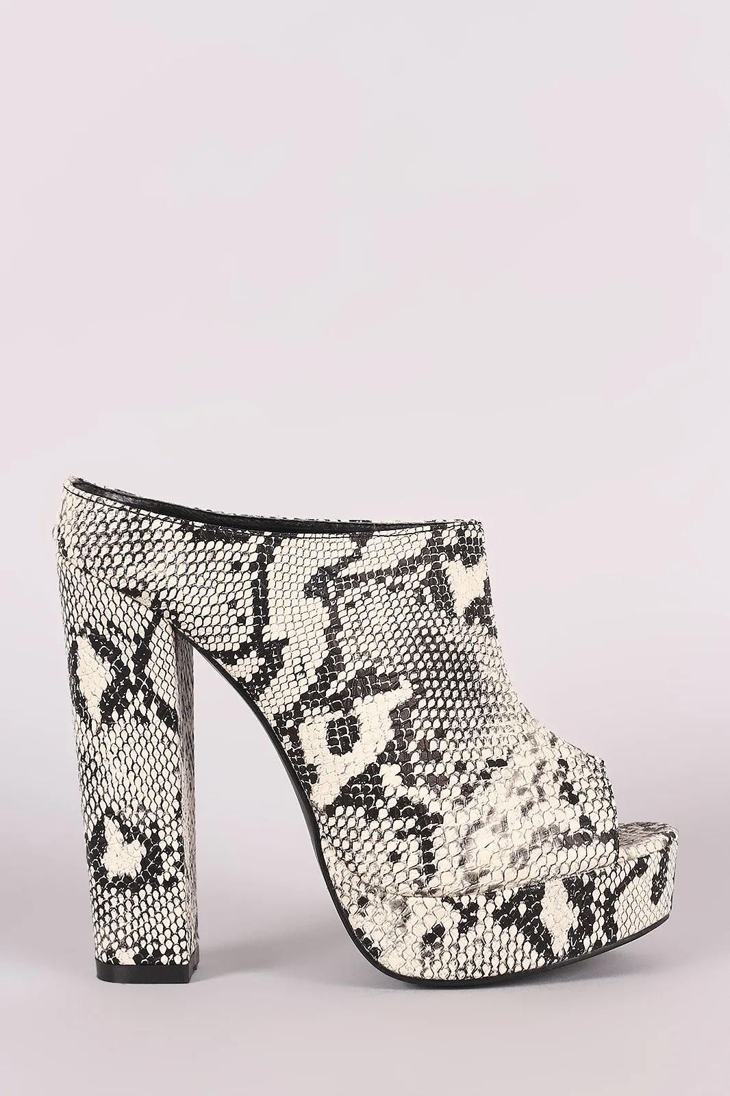 Python Peep Toe Mule Chunky Platform Heel