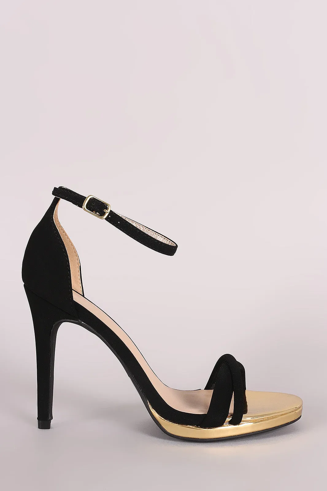 Qupid Nubuck Crisscross Ankle Strap Heel