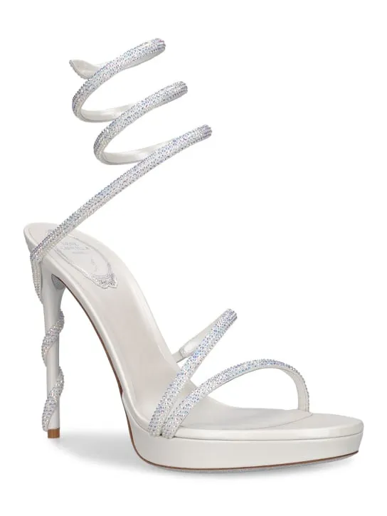 René Caovilla   120mm Margot satin &amp; crystals sandals 