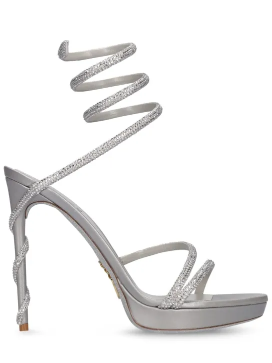 René Caovilla   120mm Margot satin &amp; crystals sandals 