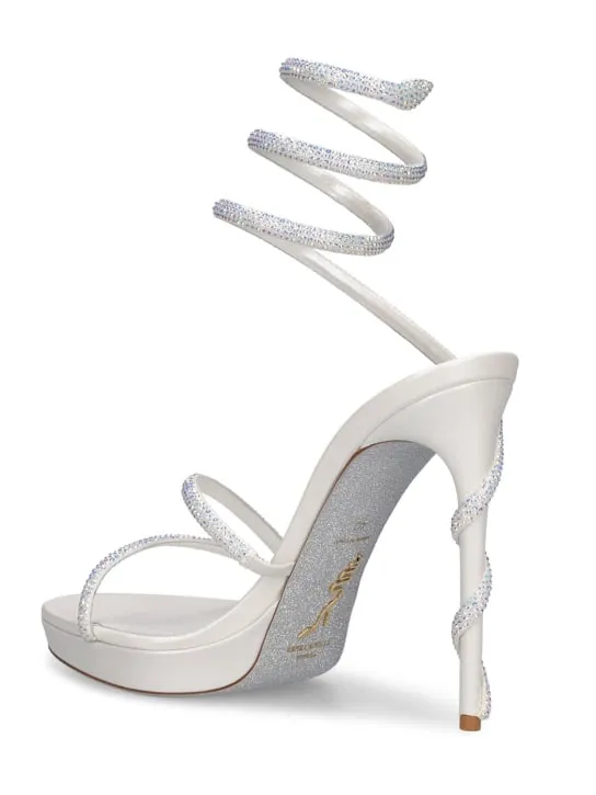 René Caovilla   120mm Margot satin &amp; crystals sandals 