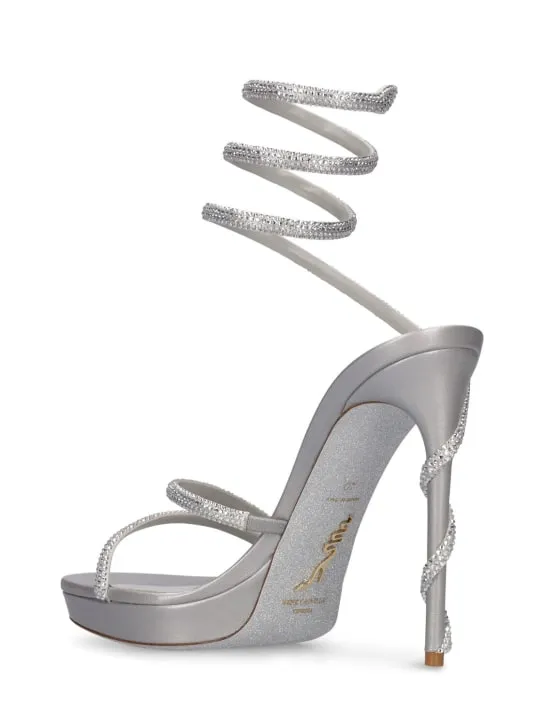 René Caovilla   120mm Margot satin &amp; crystals sandals 