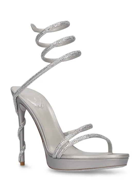 René Caovilla   120mm Margot satin &amp; crystals sandals 