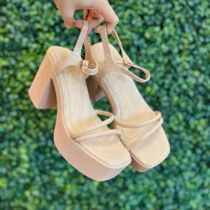 Rock Your World Chunky Nude Heels