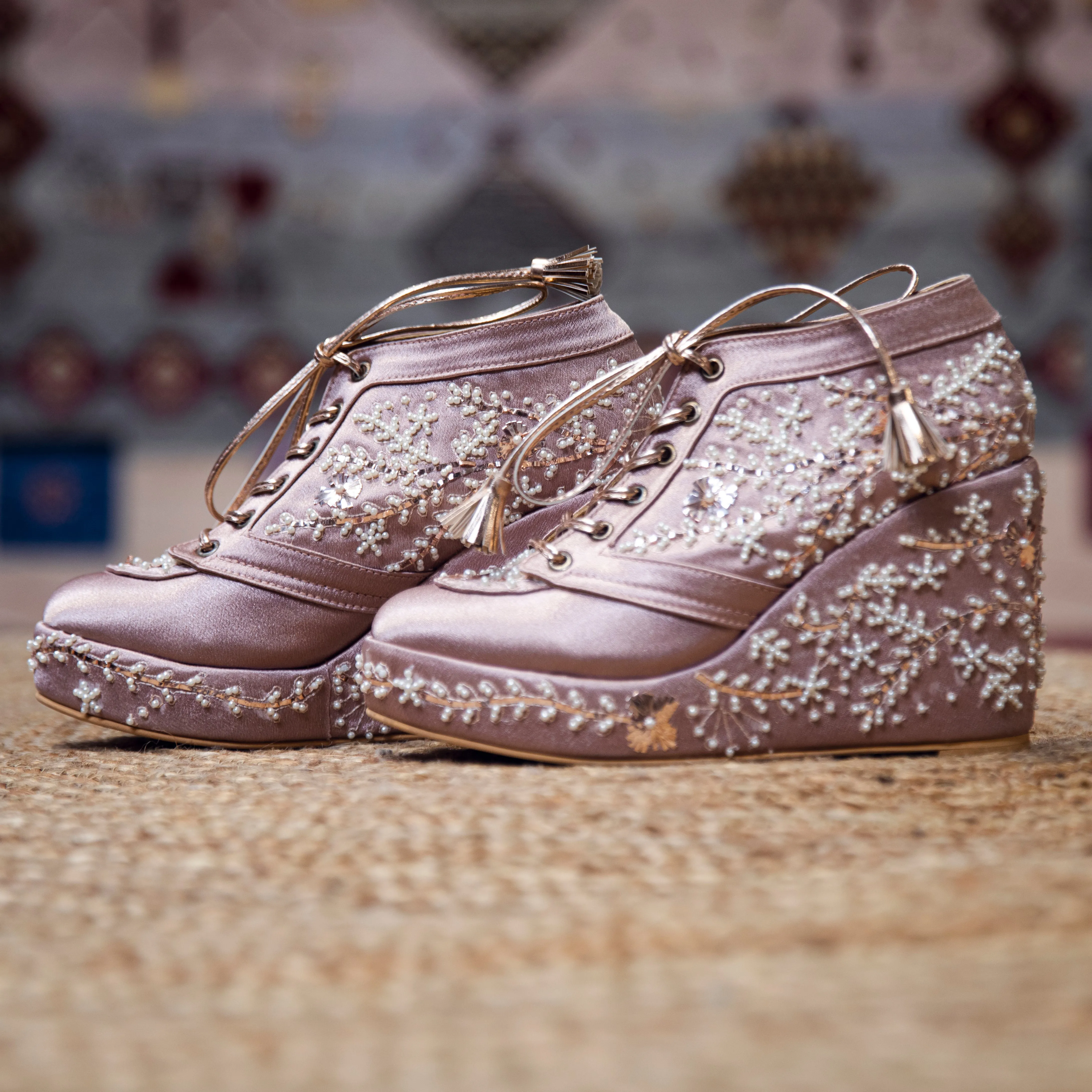 Rose Gold Bridal Sneaker Wedges - Customized Wedding Shoes | Tiesta