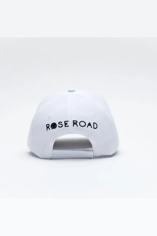 Rose Road Baseball Cap White with Black Logo