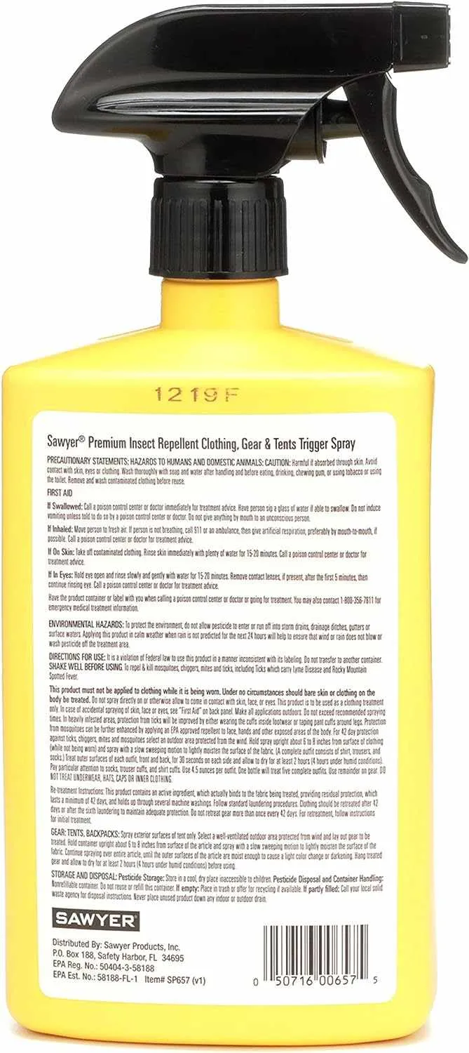 Sawyer Products SP657 Premium Permethrin Insect Repellent for Clothing, Gear & Tents, Trigger Spray, 24-Ounce