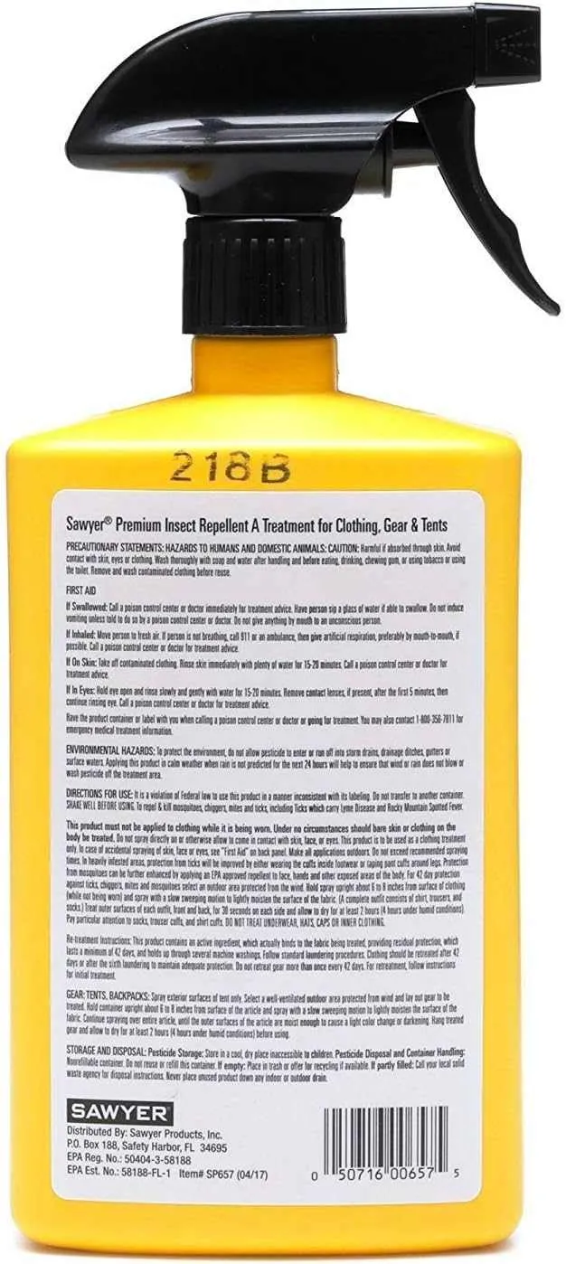 Sawyer Products SP657 Premium Permethrin Insect Repellent for Clothing, Gear & Tents, Trigger Spray, 24-Ounce