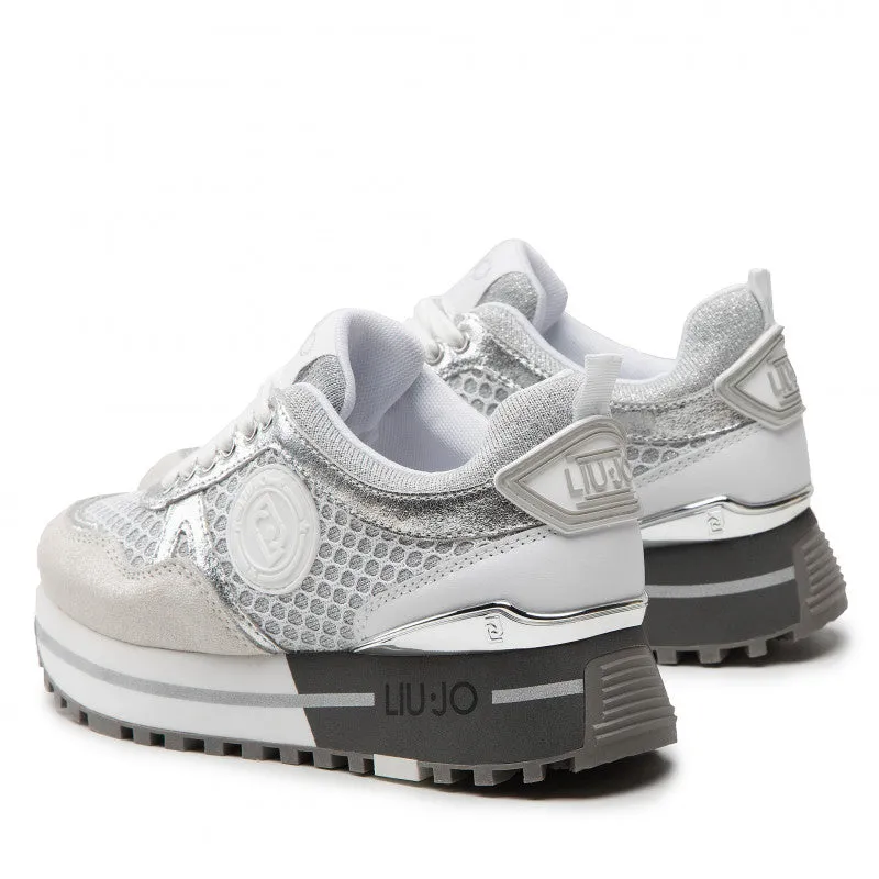 Scarpe Donna LIU JO Sneakers Platform Maxi Wonder 48 in Pelle e Tessuto Bianco