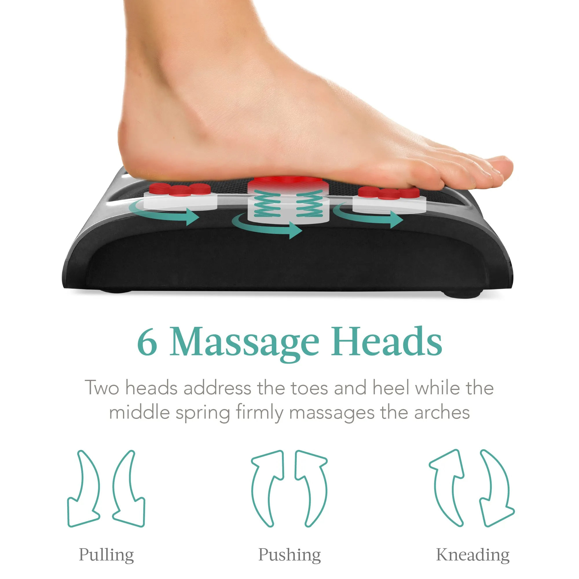 Shiatsu Foot Massager Platform w/ 6 Rollers, Heat Function