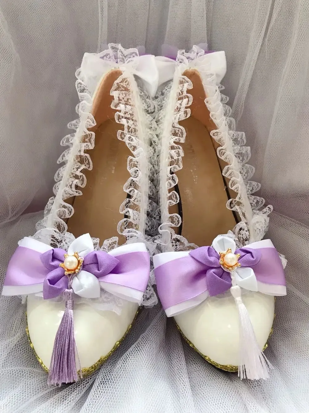 Sohiwoo lace bowknot princess kawaii shoes round head thick heel women shoes kawaii girl lolita cosplay loli Sweet lolita shoes ruffled