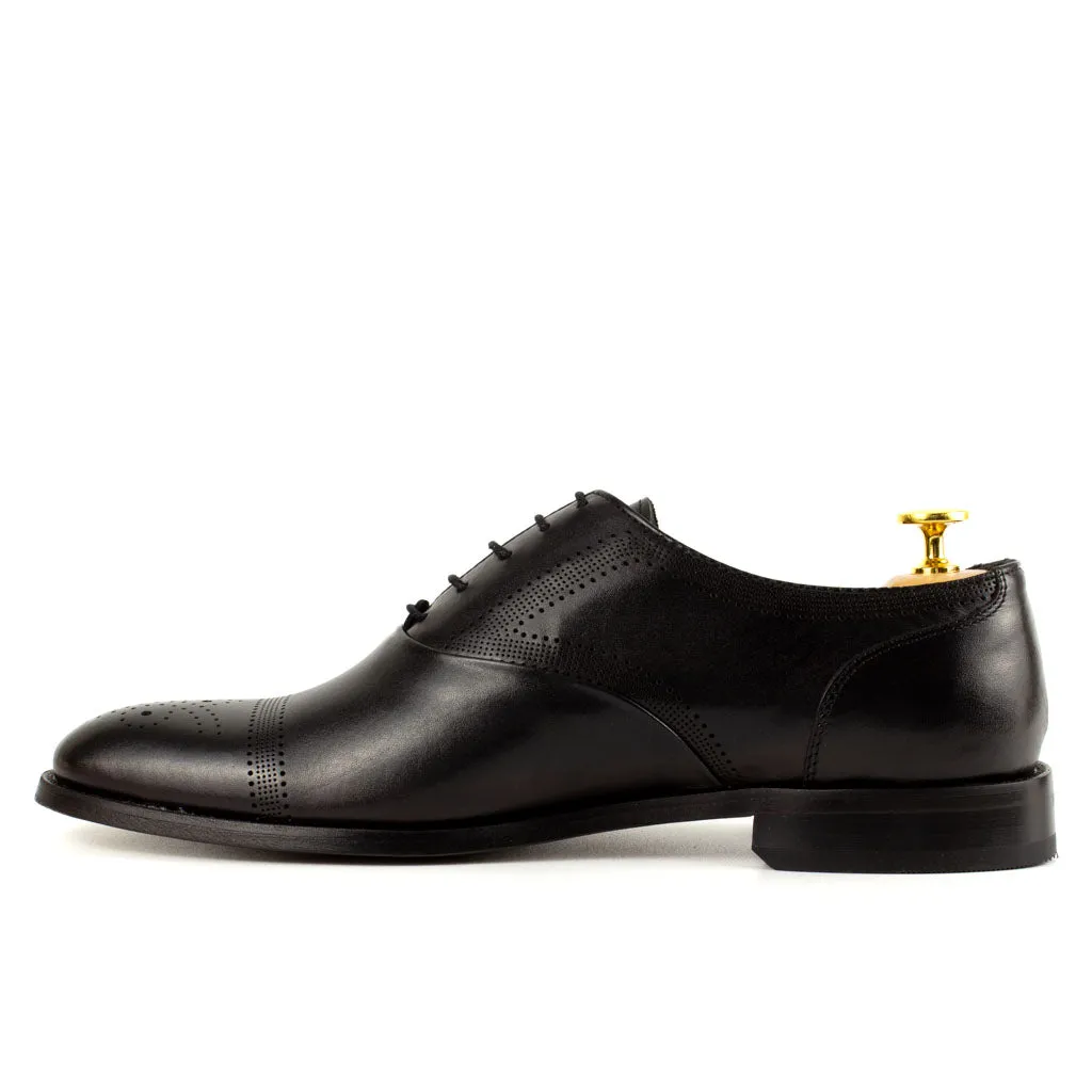 Sposami Black Men's Leather Oxford Shoes