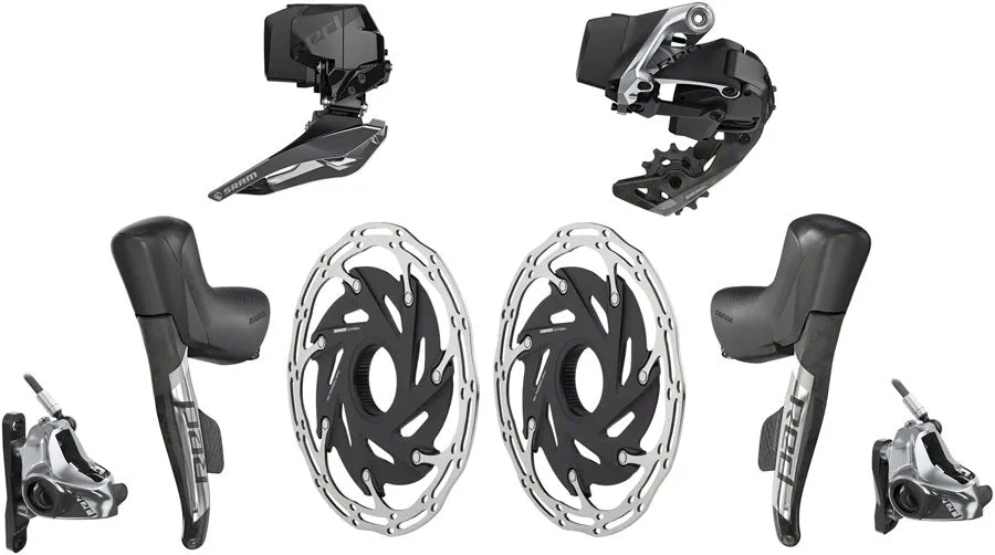 SRAM RED eTap AXS Electronic 2x12-Speed Road Groupset - HRD Brake/Shift Levers, Flat Mount Disc Brakes, CL Rotors, Front/Rear Derailleurs