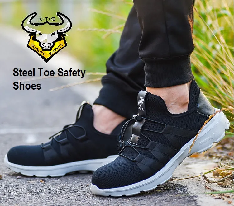 Steel Toe Sports Safety Shoes - Model SS40 - Knitted Mesh Black - White Sole