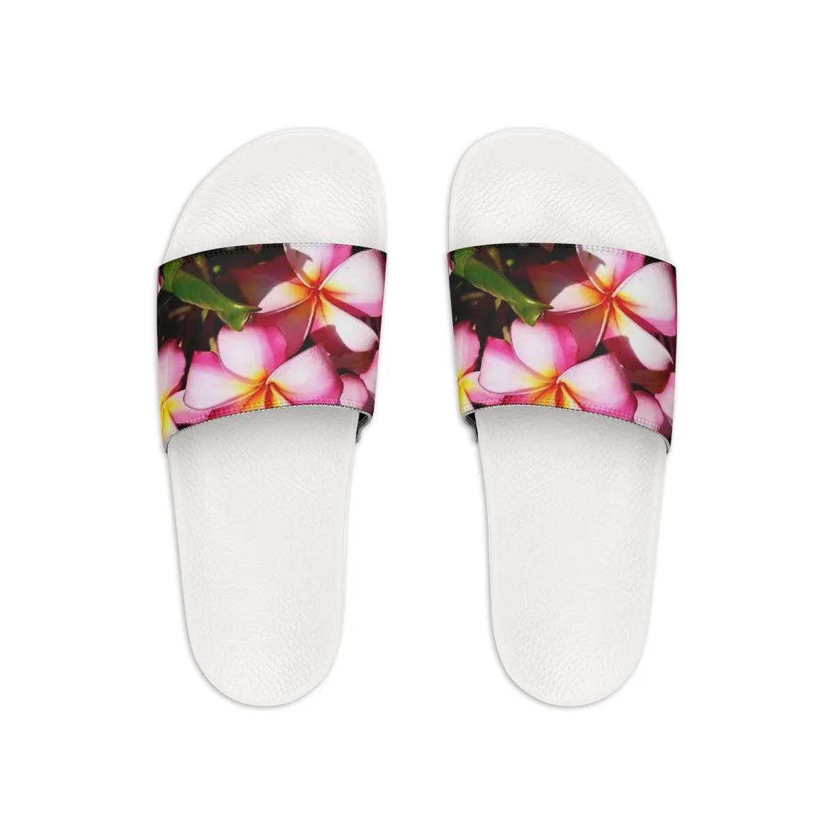 Striped Plumeria Women's Slide Sandals