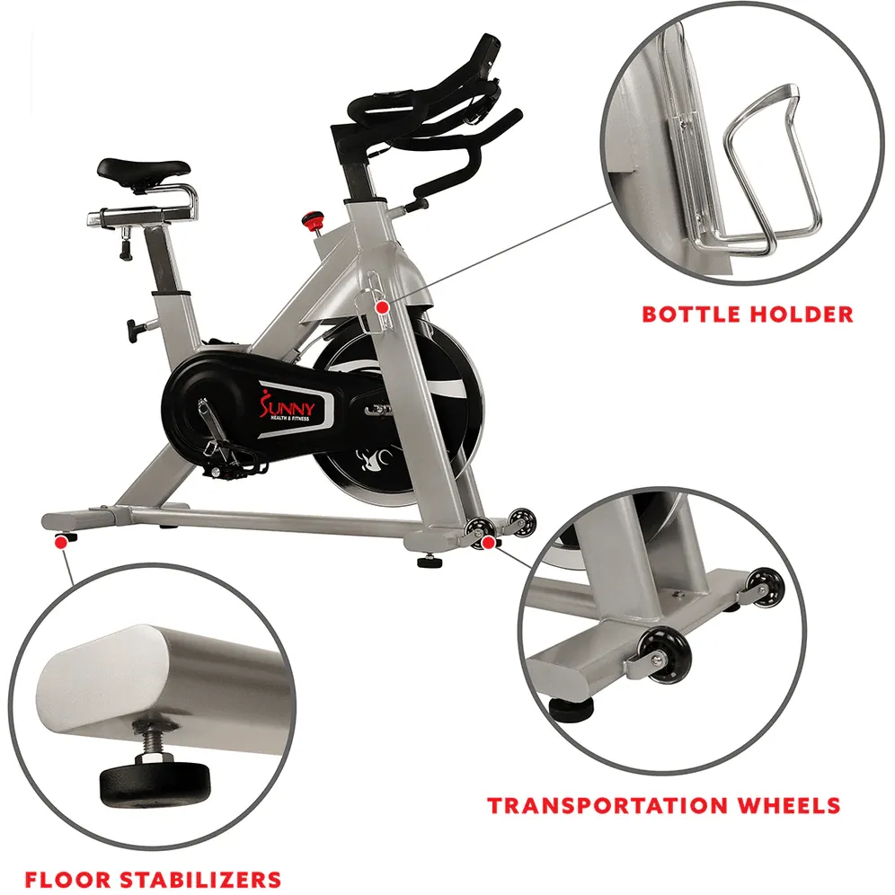 Sunny Health & Fitness Flywheel Belt Drive Commercial Indoor Cycling Bike