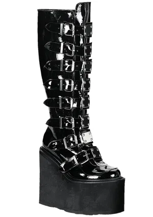 SWING 815 Ultimate Weapon Patent Black Platform Boots