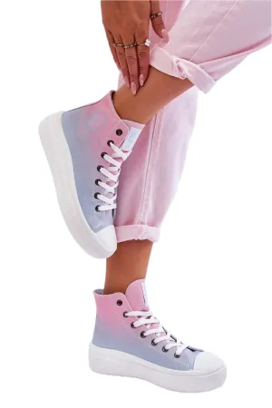 TEEK - Ombre Laced High-Top Platform Sneakers