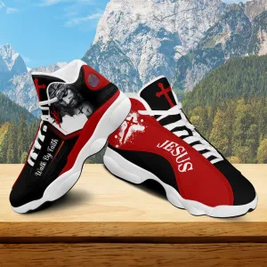 Teesdily | Jesus Art Basketball Shoes, Walk By Faith Running Shoes, Christian Religious Gift Unisex Shoes With Thick Soles